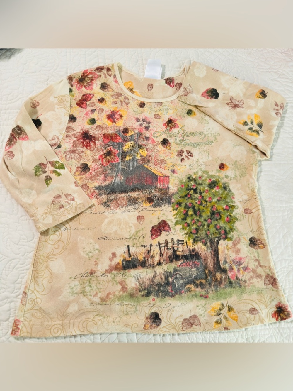 Women's Vintage Y2K Studio Collection  Autumn Treasures Embellished Top SZ Large